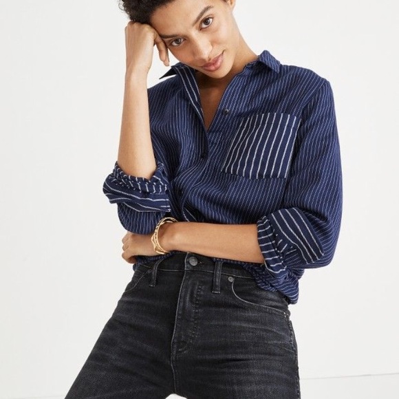 Madewell Tops - Madewell classic ex boyfriend shirt in stripe mix